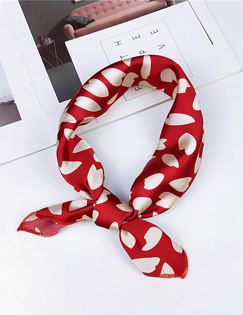 Fashion Red Petal Pattern Decorated Small Scarf