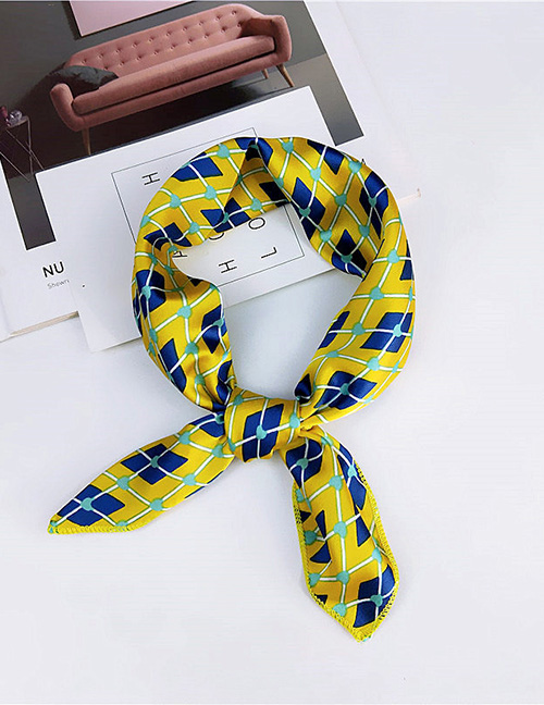 Fashion Yellow Chains Pattern Decorated Small Scarf