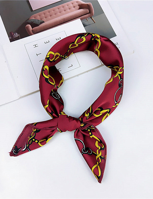Fashion Claret Red Chains Pattern Decorated Simple Scarf