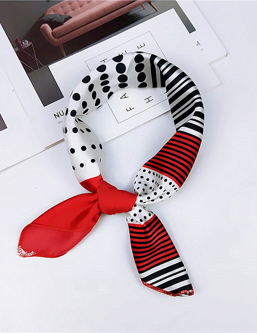 Fashion Red Lines&dots Pattern Decorated Scarf