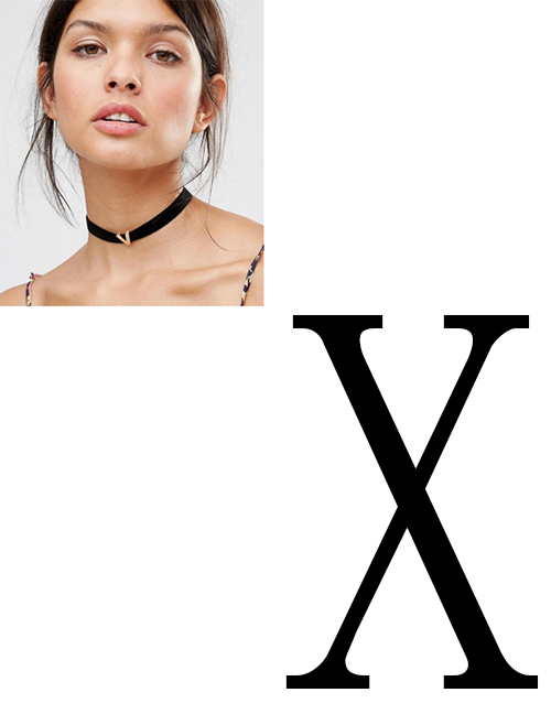 Fashion Black Letter X Shape Decorated Choker