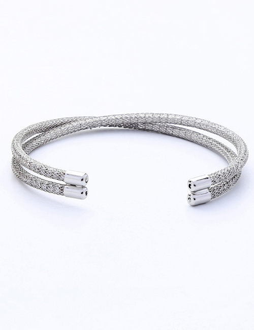 Fashion Silver Pure Color Decorated Opening Bracelet