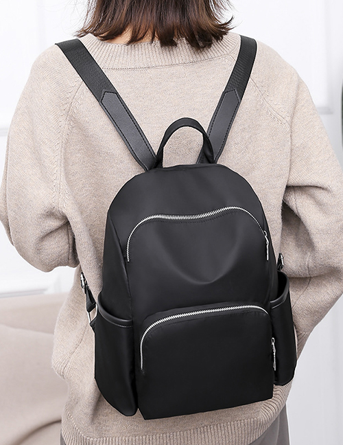 Fashion Black Waterproof Nylon Cloth Backpack