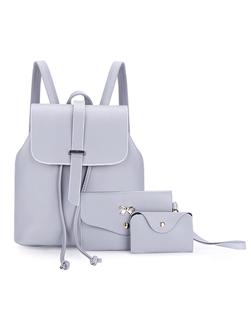 Fashion Gray Three-piece Backpack