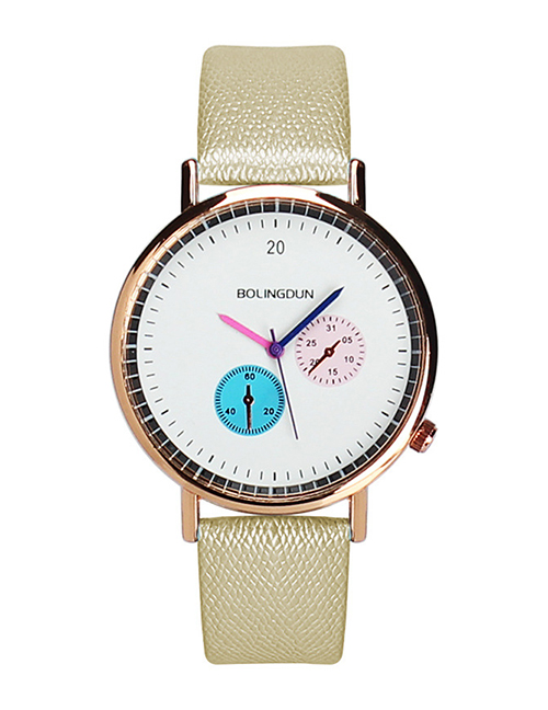 Fashion Khaki Colour Needle Decorated Simple Watch