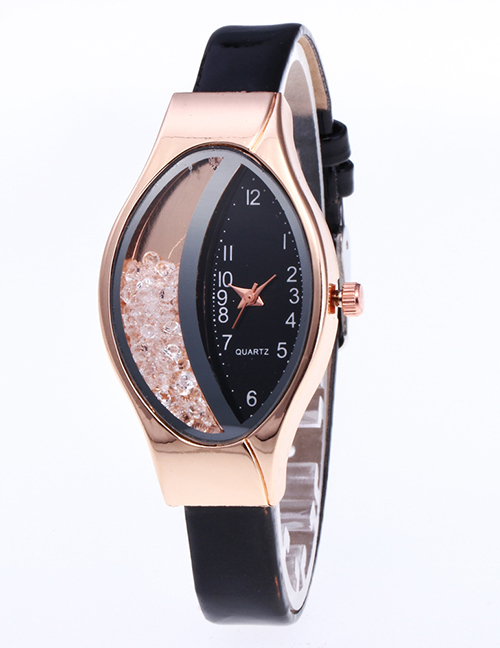 Fashion Black Oval Shape Dial Design Simple Watch