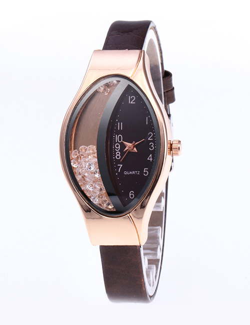 Fashion Coffee Oval Shape Dial Design Simple Watch