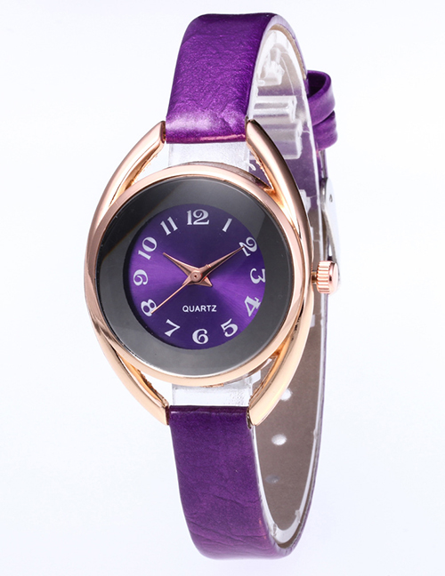 Fashion Purple Round Shape Dial Design Leisure Watch