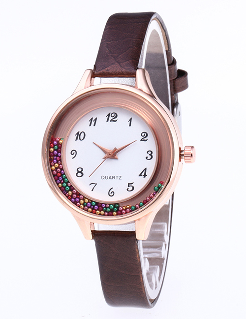 Fashion Coffee Colored Balls Decorated Leisure Watch