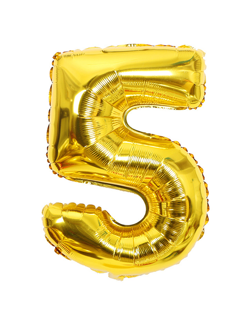 Fashion Gold Color Letter 5 Pattern Decorated Balloon