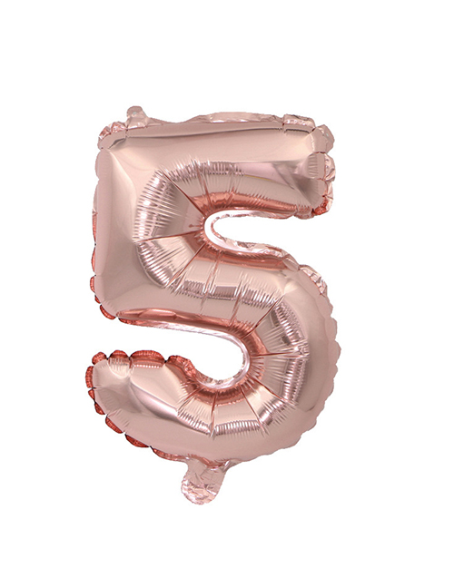 Fashion Rose Gold Letter 5 Pattern Decorated Balloon