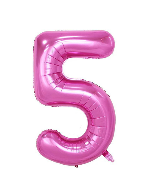 Fashion Pink Pure Color Design Letter 5 Shape Balloon