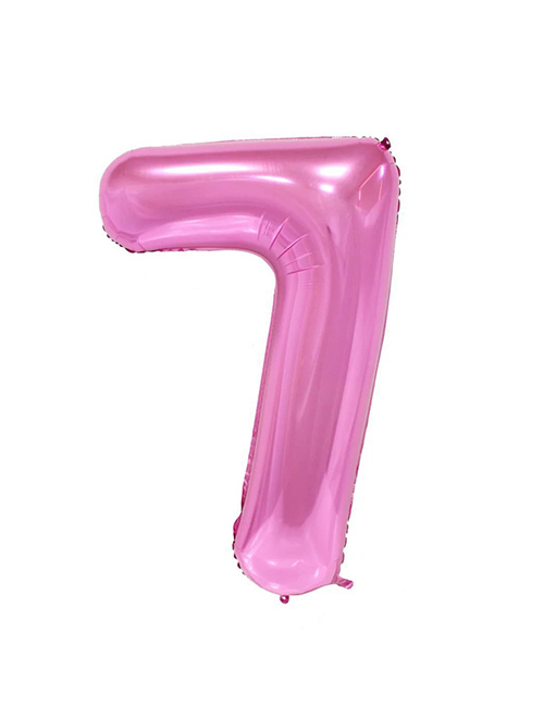 Fashion Pink Pure Color Design Letter 7 Shape Balloon