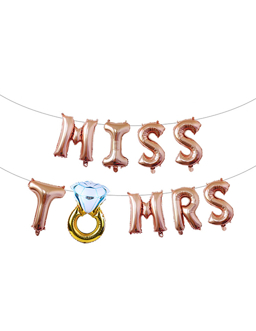 Fashion Rose Gold Diamond Ring&letter Design Balloon Suits