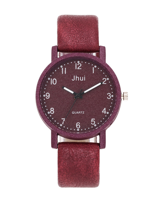Fashion Claret Red Pure Color Decorated Watch