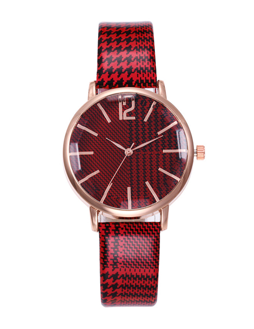 Fashion Red Grids Pattern Decorated Watch