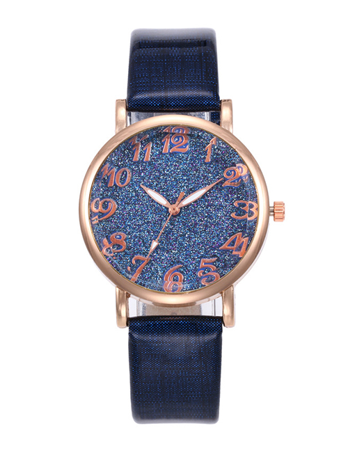 Fashion Blue Starry Sky Pattern Design Round Dial Watch