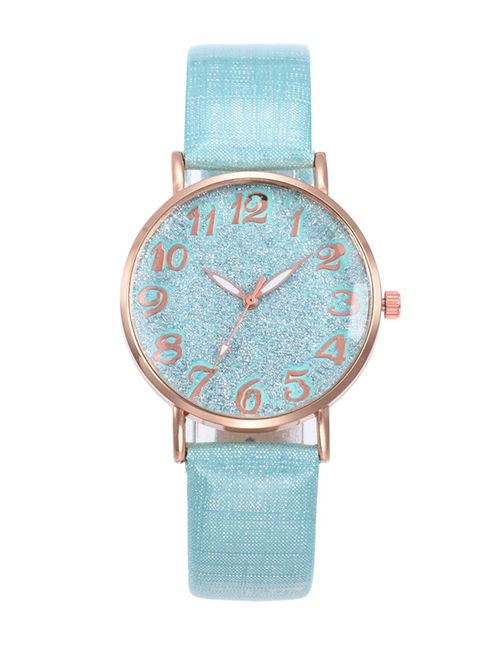 Fashion Light Blue Starry Sky Pattern Design Round Dial Watch