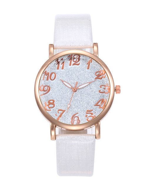 Fashion White Starry Sky Pattern Design Round Dial Watch