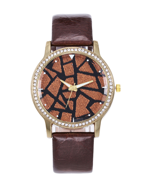Fashion Coffee Geometric Shape Pattern Decorated Watch