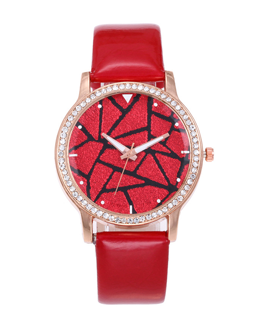 Fashion Red Geometric Shape Pattern Decorated Watch