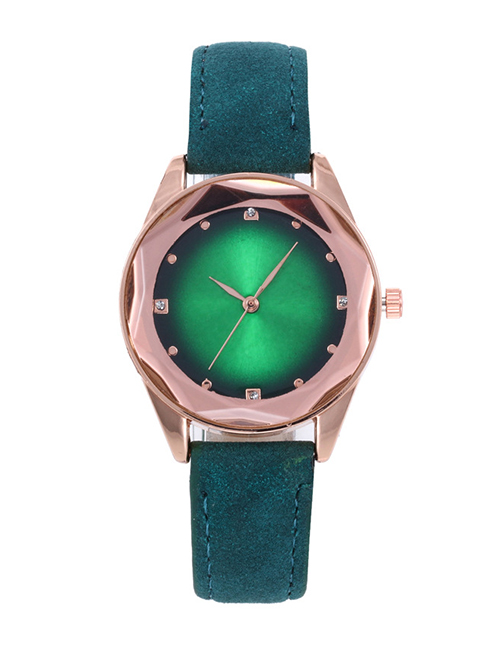Fashion Green Diamond Decorated Rhombus Dial Watch