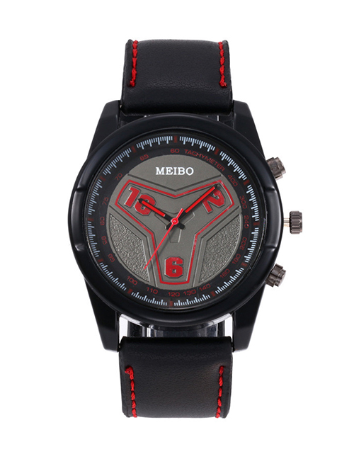 Fashion Red Round Dial Design Pure Color Watch