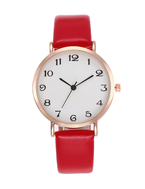 Fashion Red Pure Color Decorated Silple Design Watch