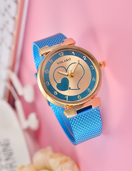 Fashion Blue Heart Pattern Decorated Women's Watch