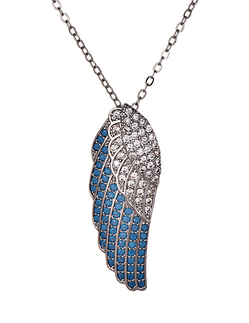 Fashion Silver Color Wing Shape Design Full Diamond Necklace