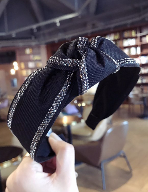 Fashion Black Diamond Decorated Hair Hoop