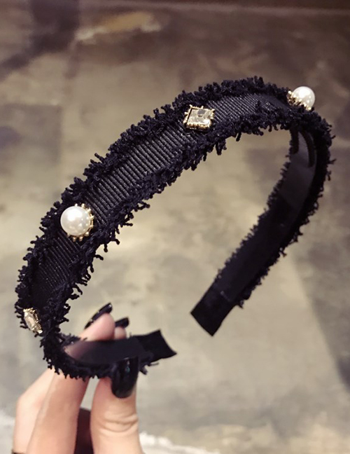 Fashion Black Diamond Decorated Hair Hoop