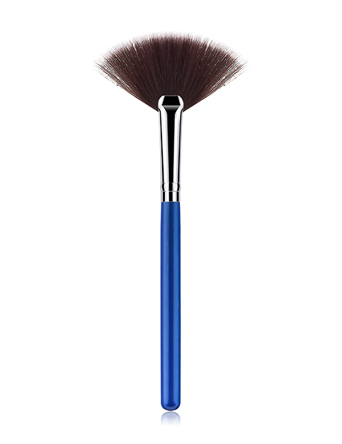 Fashion Blue+silver Color Sector Shape Decorated Makeup Brush