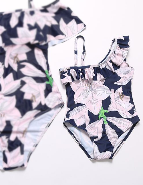 Fashion Pink Flower Pattern Decorated Swimwear For Kids