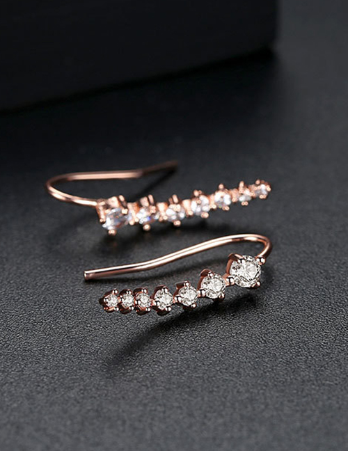 Fashion Rose Gold Diamond Decorated Earrings