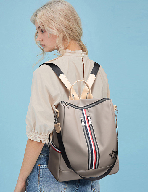 Fashion Khaki Oxford Cloth Backpack