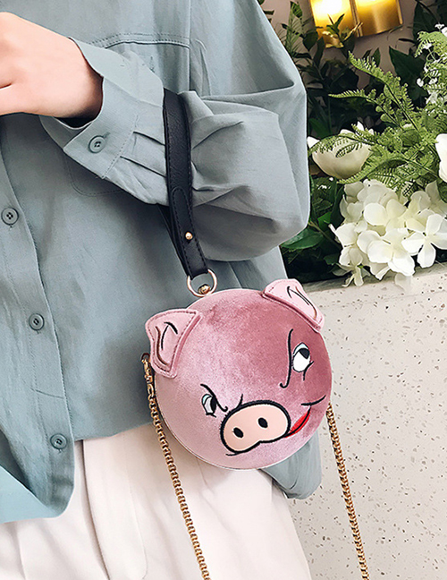 Fashion Pink Hand Strap Shoulder Slung Pig Bag