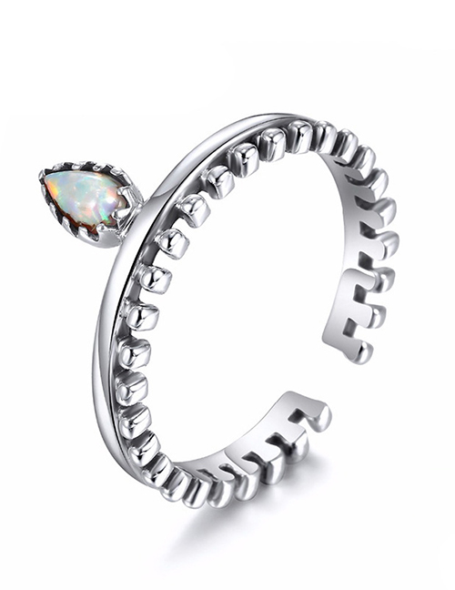 Fashion Silver  Silver Open Geometry Australian Gemstone Ring