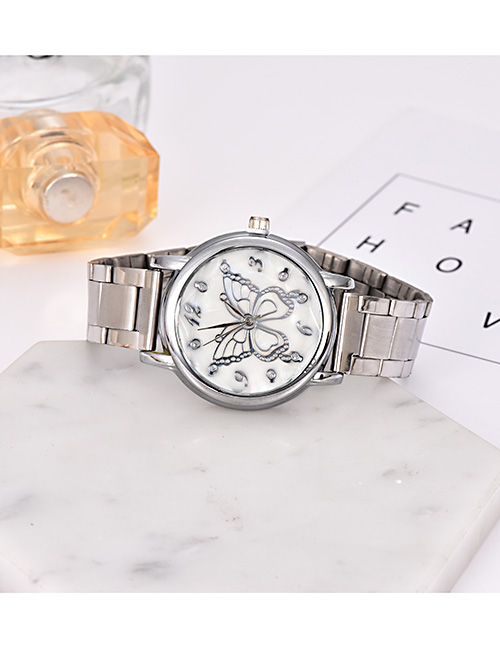 Fashion Silver Alloy Strap Adjustable Butterfly Electronic Watch