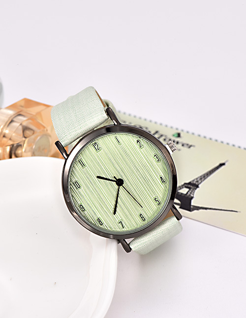 Fashion Light Green Solid Color Pu Alloy Electronic Watch