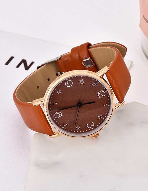Fashion Brown Solid Color Pu Alloy Electronic Watch