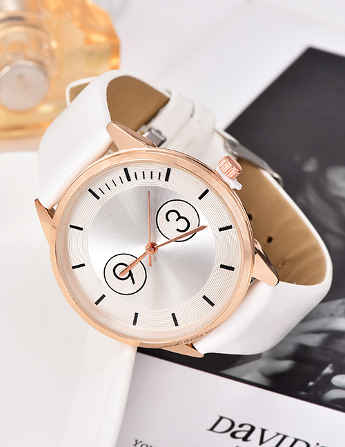 Fashion White Solid Color Pu Alloy Electronic Watch