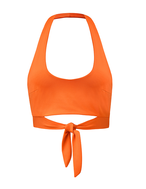 Fashion Orange Red Halter U-neck Short Strap Vest