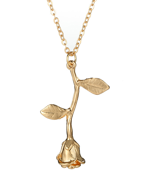 Fashion Gold Rose Pendant Alloy Necklace