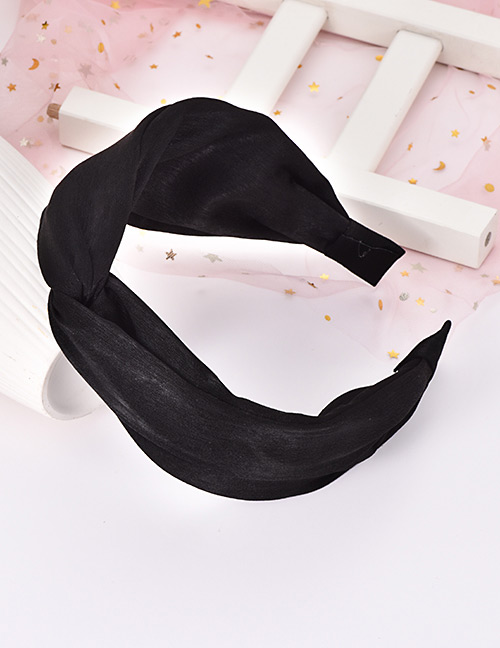 Fashion Black Cloth Knotted Monochrome Headband