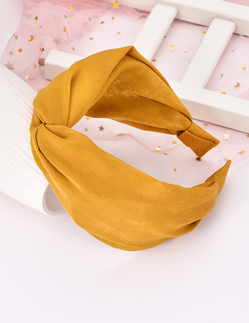 Fashion Yellow Cloth Knotted Monochrome Headband