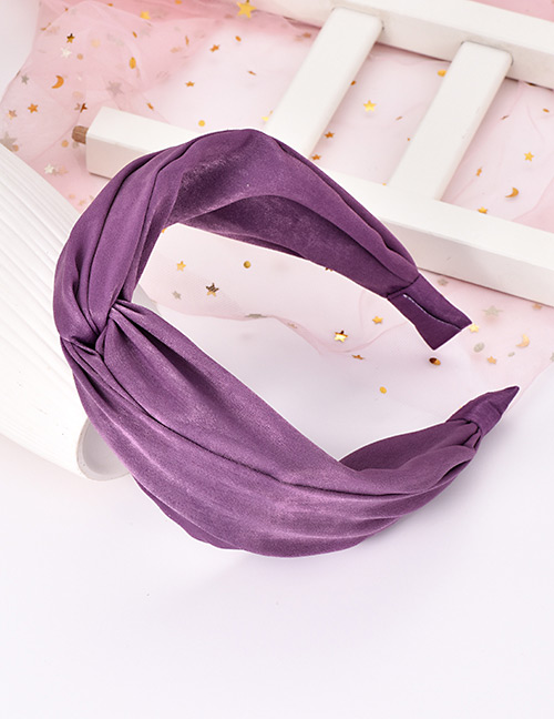 Fashion Purple Cloth Knotted Monochrome Headband
