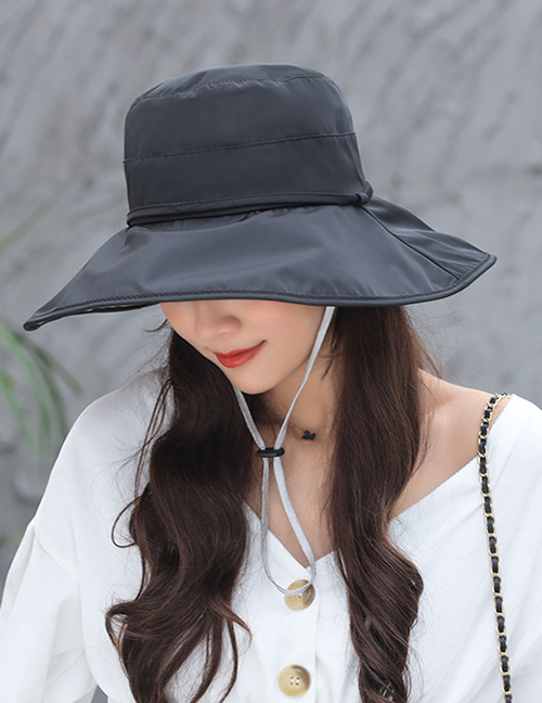 Fashion Black Solid Color Tethered Hat