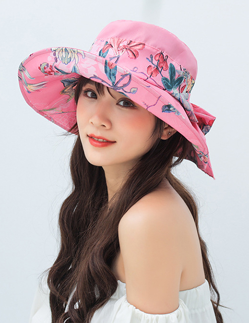 Fashion Rose Red Cotton Printed Fabric Straps With Bows And Big Hats
