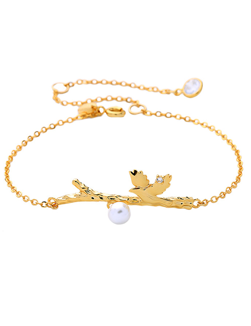 Fashion Gold Zircon Diamond Bird Pearl Bracelet